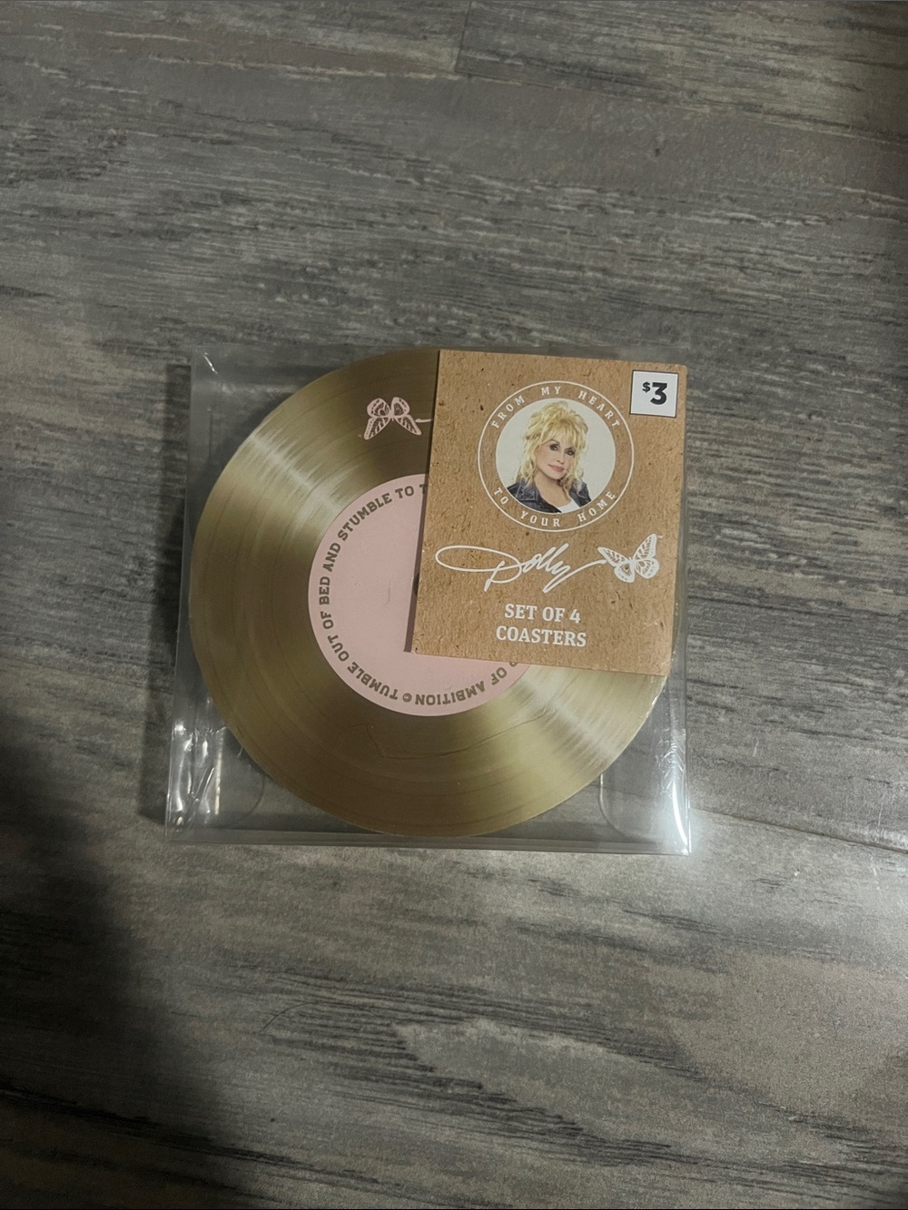 Dolly Parton - Gold Coaster Set with Pink Center Accent